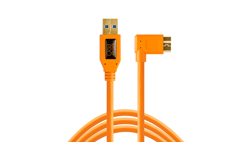 Tether Tools TetherPro USB 3.0 to Micro-B Right Angle Cable, 15' 4.6m, Orange