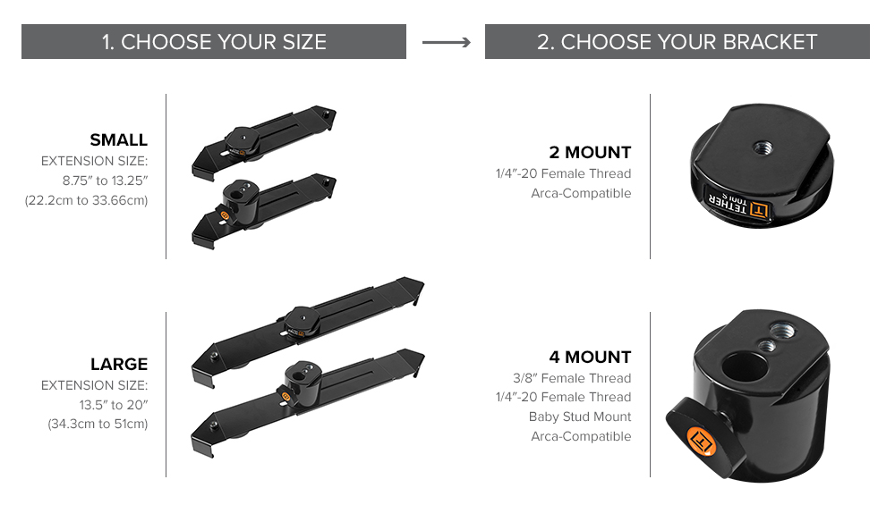 Graphic depicting AeroTab size and bracket options