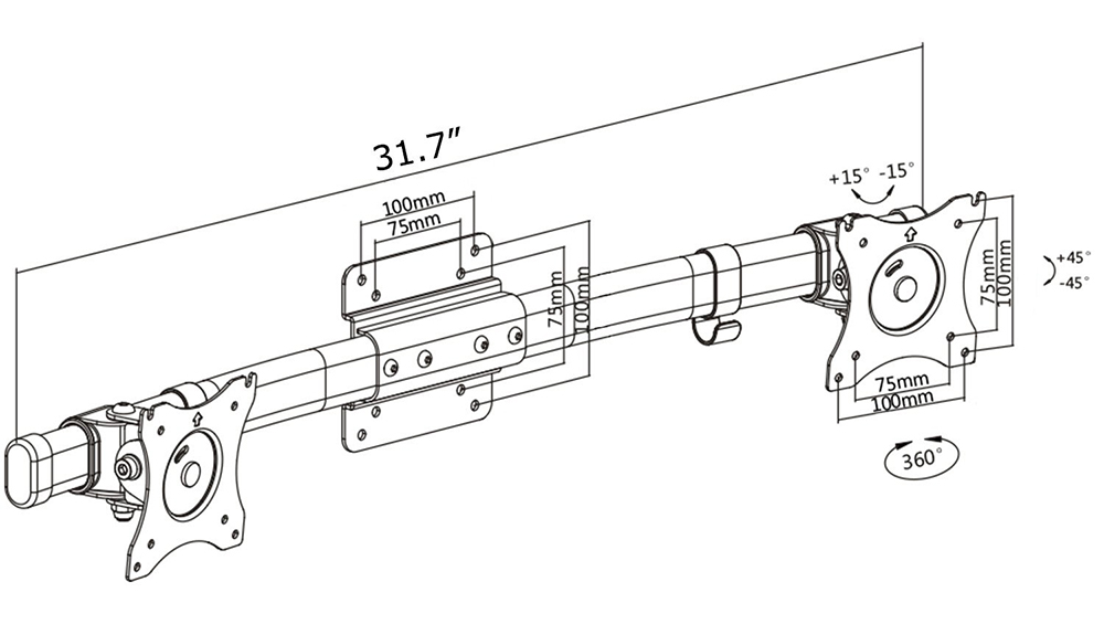 A schematic drawing of the dual mount