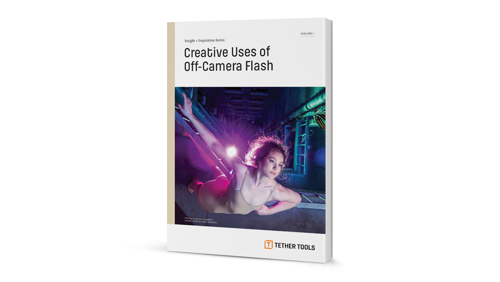 A book with a title that reads: Creative Uses of Off-Camera Flash