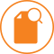 T-shirt icon inside an orange circular badge.
